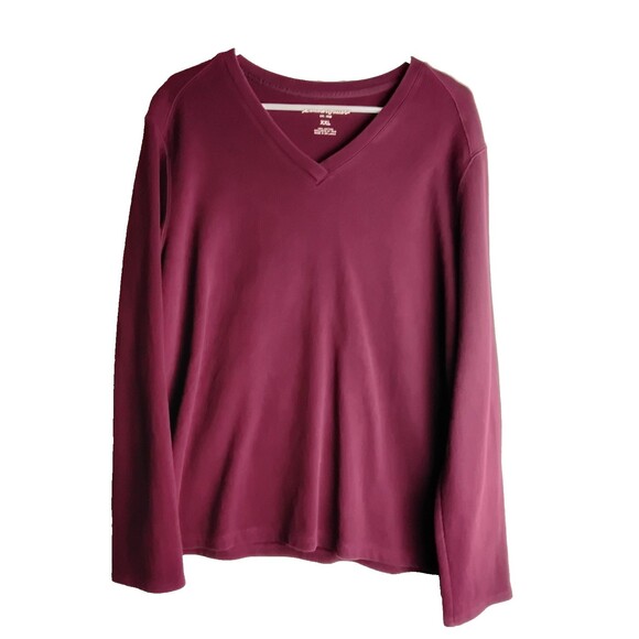Eddie Bauer Burgundy Maroon Women's V-neck Sweater Sweatshirt XXL Cotton Stretch - Picture 1 of 4